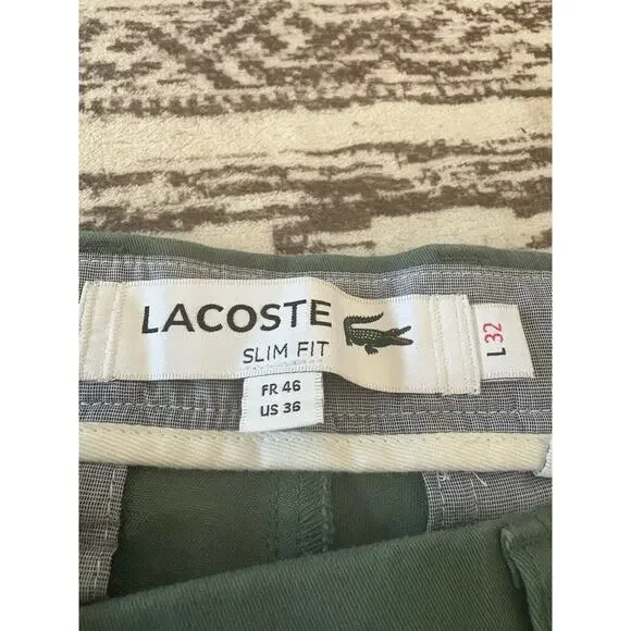 Lacoste Men's Solid Slim Fit Pant in Sequoia Size 32 US 36 - Picture 4 of 6